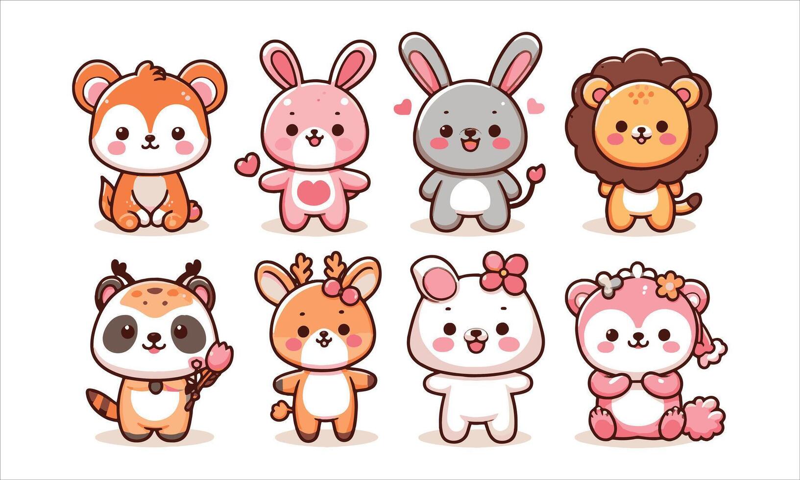 Cute animal characters collection cute vector