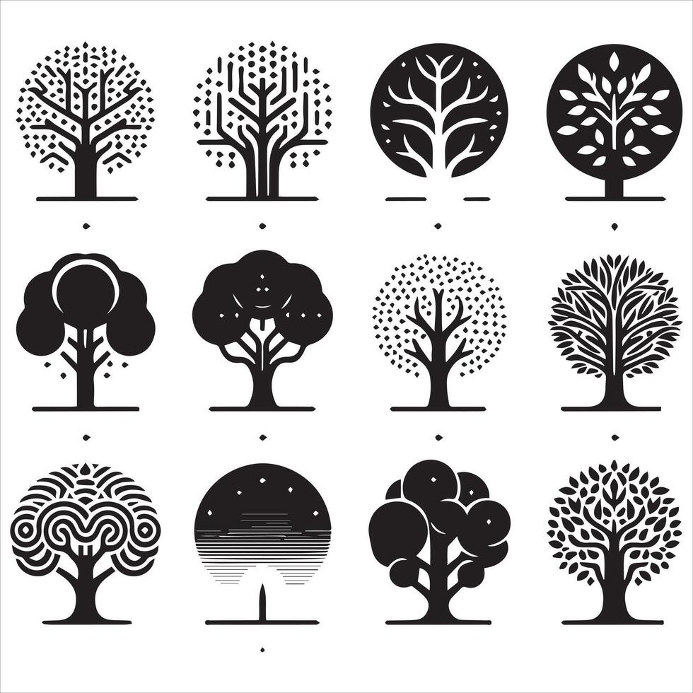 A set of different trees minimalist collection vector