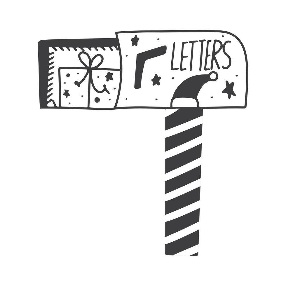 Hand draw letter box. Mail for Santa doodle illustration. vector