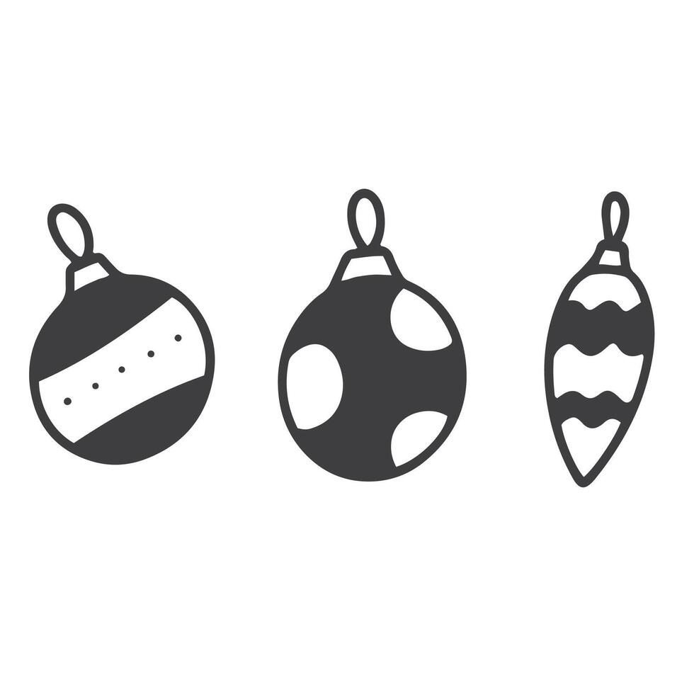 Christmas balls in doodle style. Holiday design hand draw elements. vector