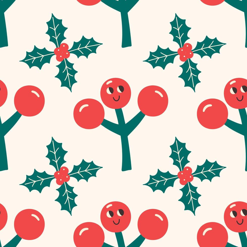Christmas seamless pattern illustration. Children print in hand-drawn style. vector