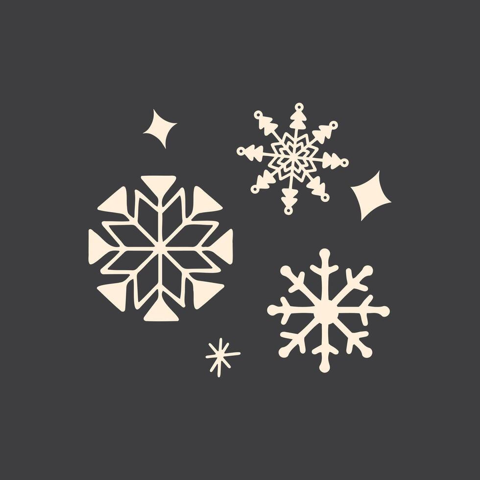 Hand draw snowfall from snowflakes. Doodle illustration vector