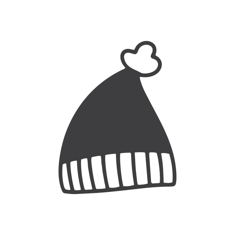 Cute warm hand draw winter hat. Doodle element. vector