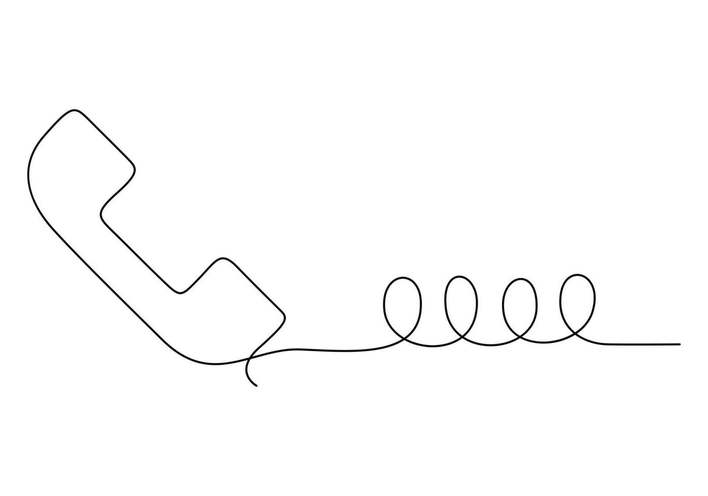 One continuous line drawing of phone receiver. Pro illustration vector