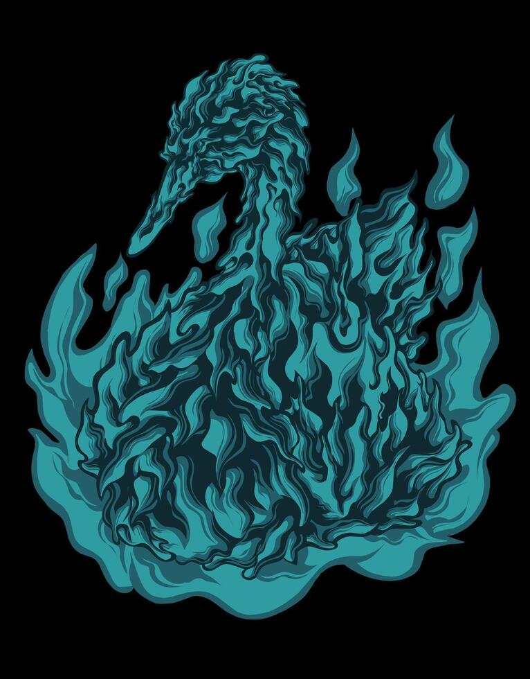 Illustration of a blue duck in flight vector
