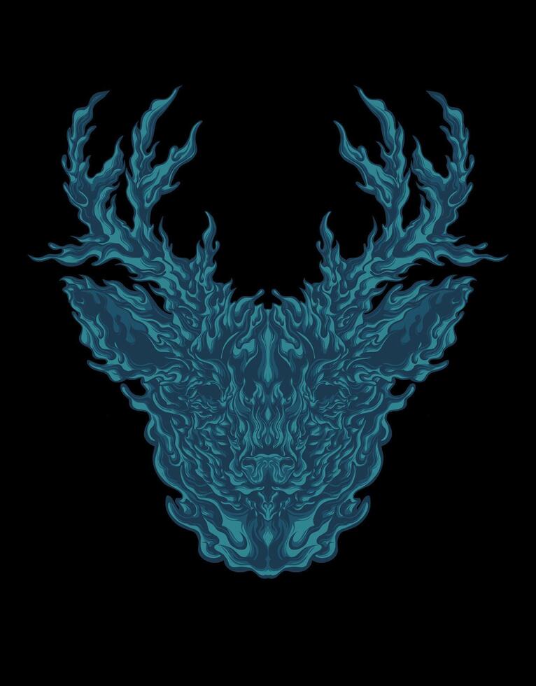 A deer runs through a forest fire vector