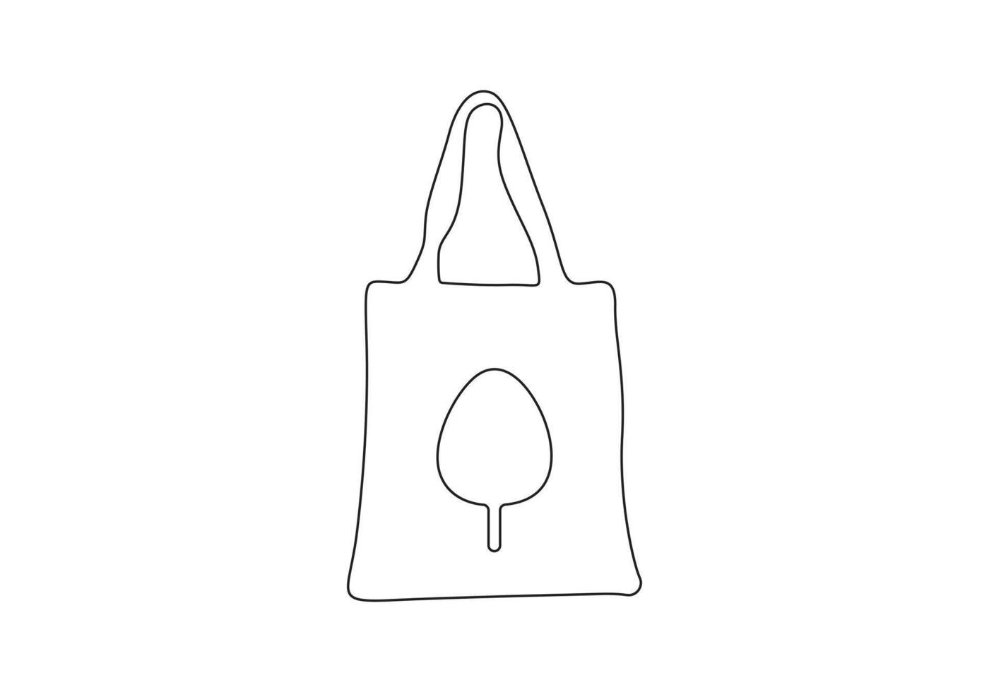 Tote bag one line drawing. Tote single line art a bag premium illustration vector
