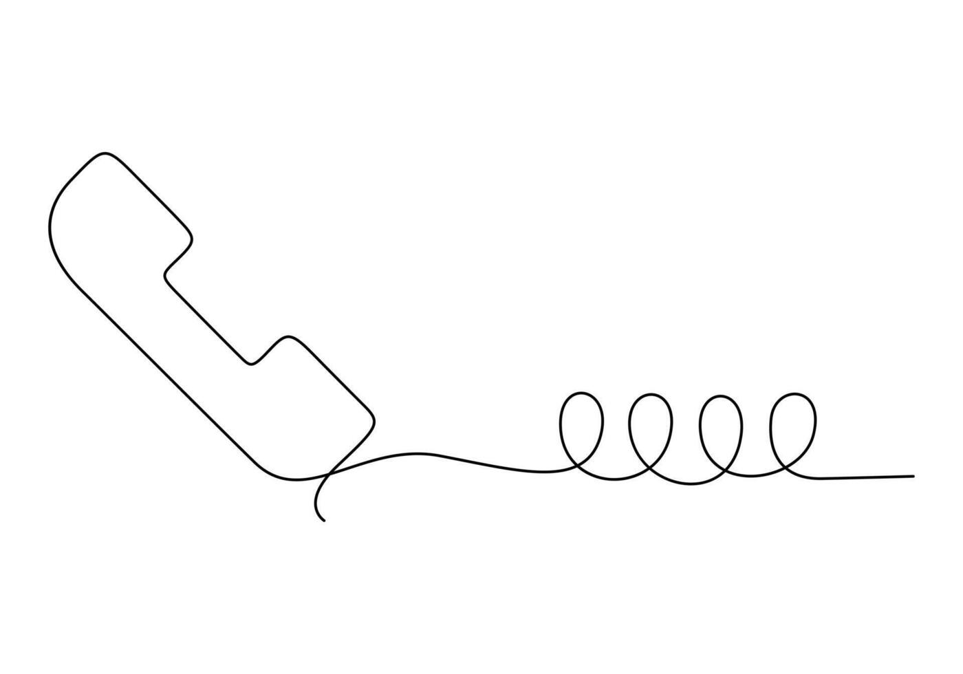 Phone receiver one line drawing, single line art phone receiver. Premium illustration vector