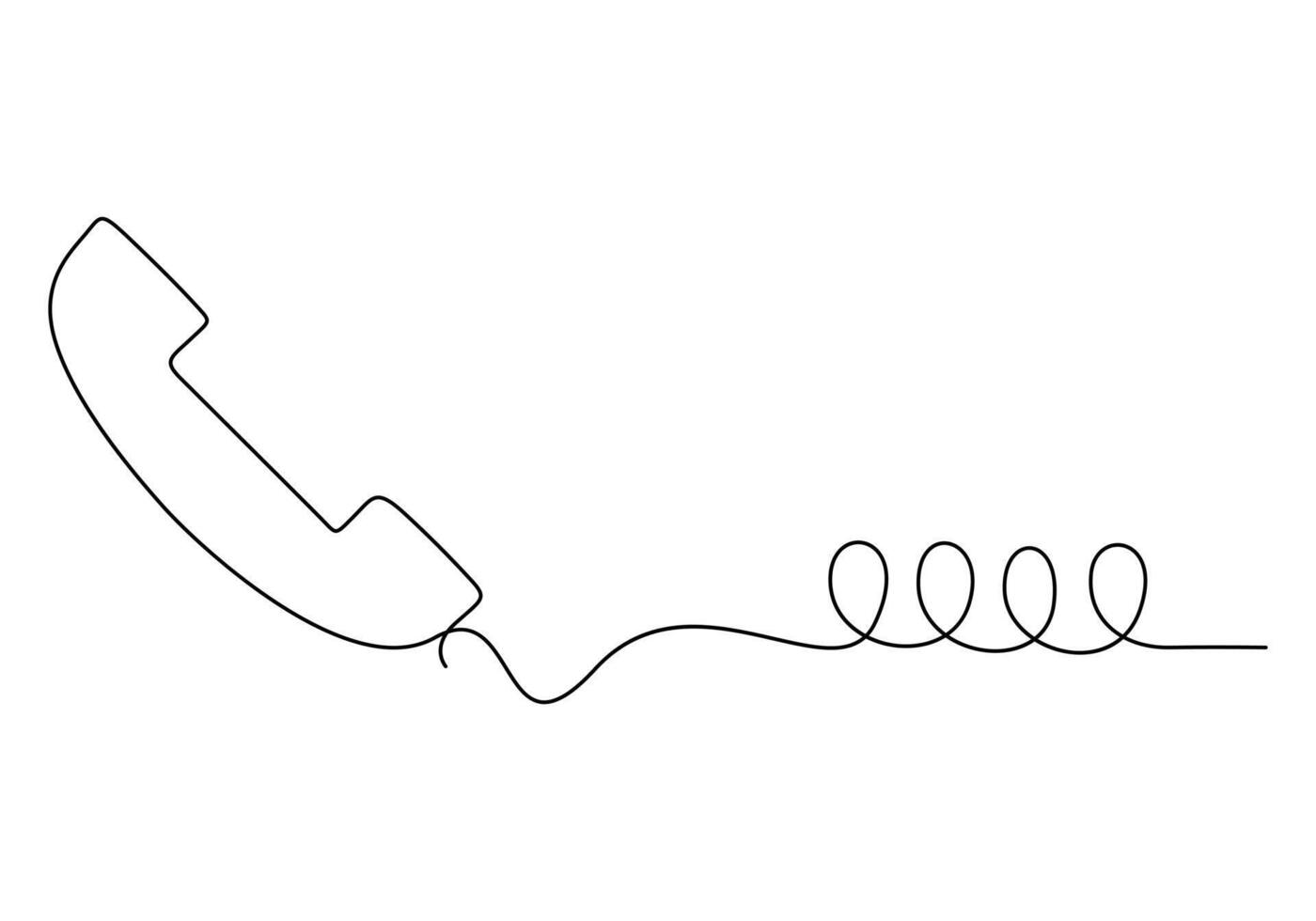 Phone receiver one line drawing. Single line art phone receiver icon. Pro illustration vector