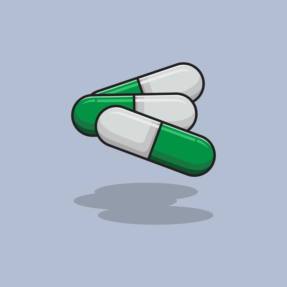 Capsule Medicine. Rounded Capsule Cartoon design illustration and icon for website, digital and print vector