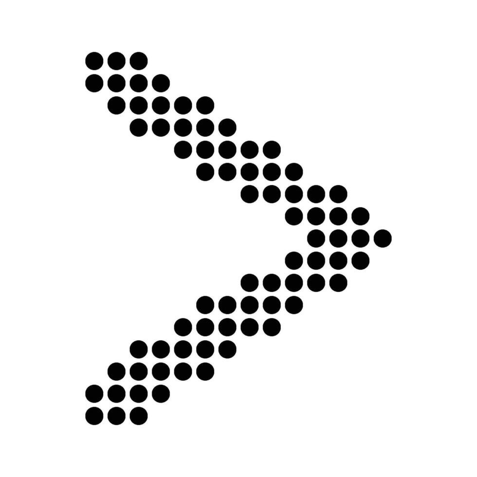 A black and white dotted arrow pointing down vector