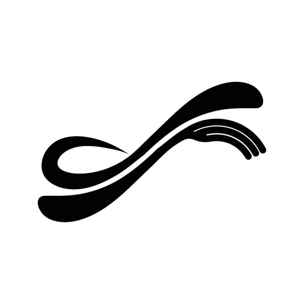 A black and white logo of a wave vector