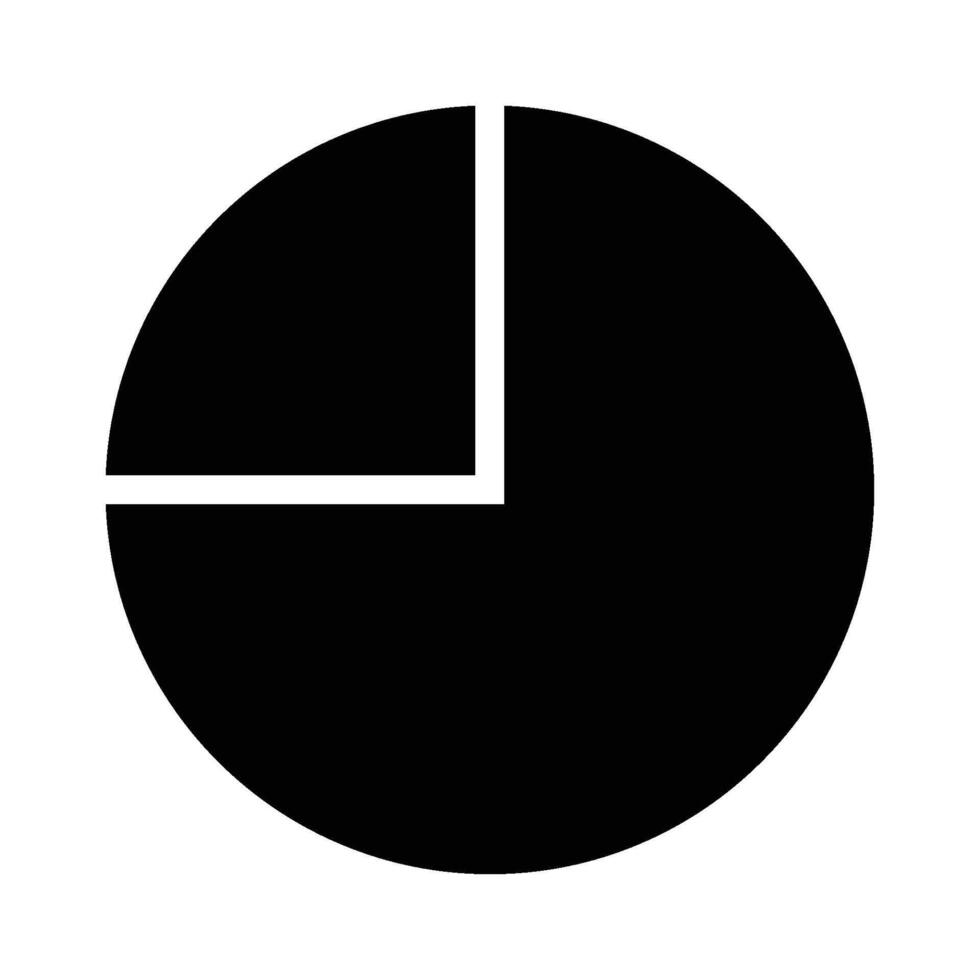 A black and white pie chart icon on a white background vector