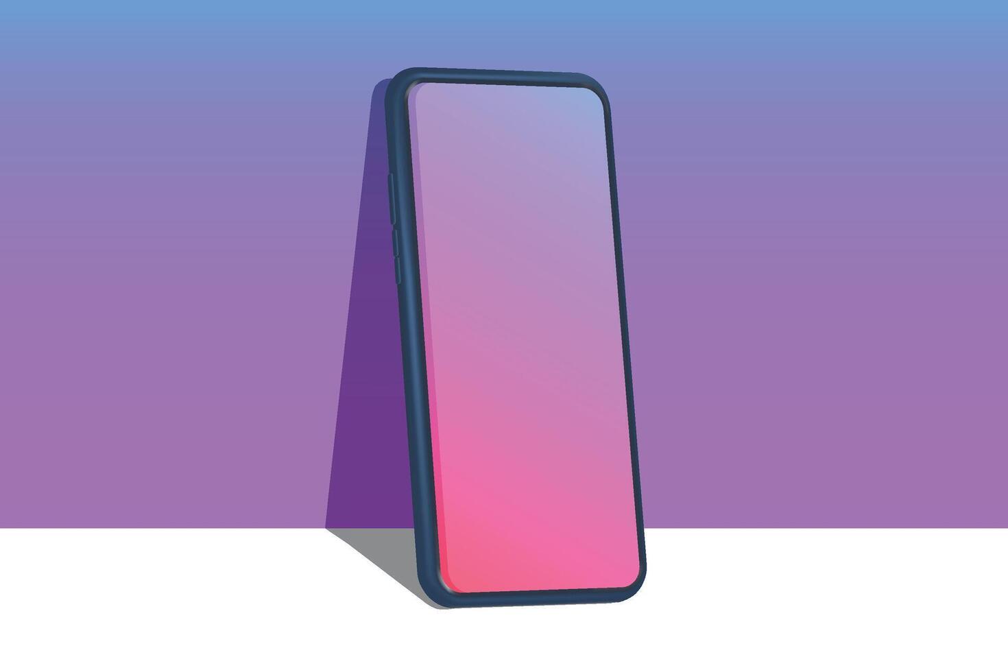 A smartphone with a purple and pink background vector
