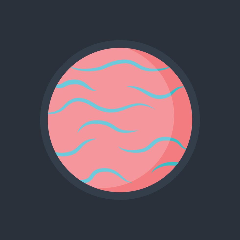 pink stripped blue planet in flat design vector
