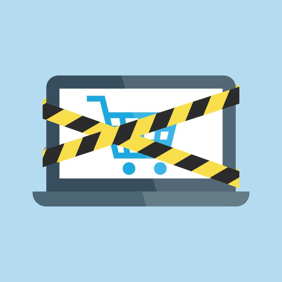 restricted shopping laptop screen in flat design vector
