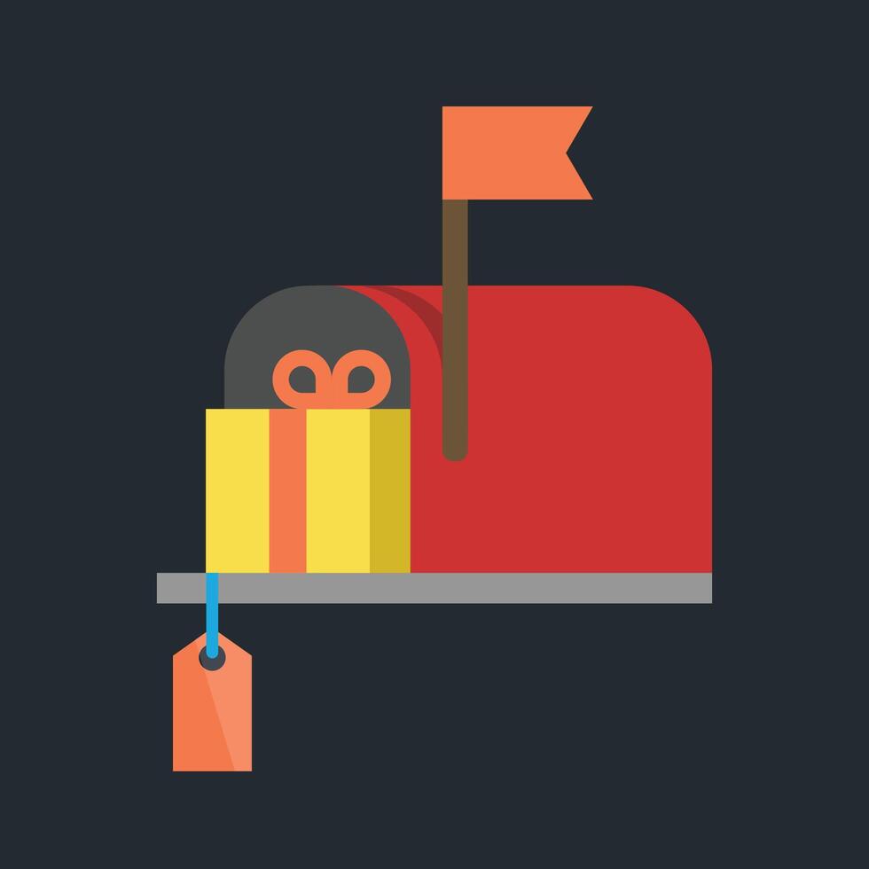 gift box on the post mail in flat design. vector