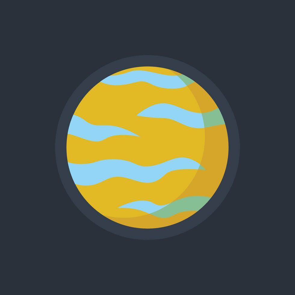 yellow blue planet in flat design vector