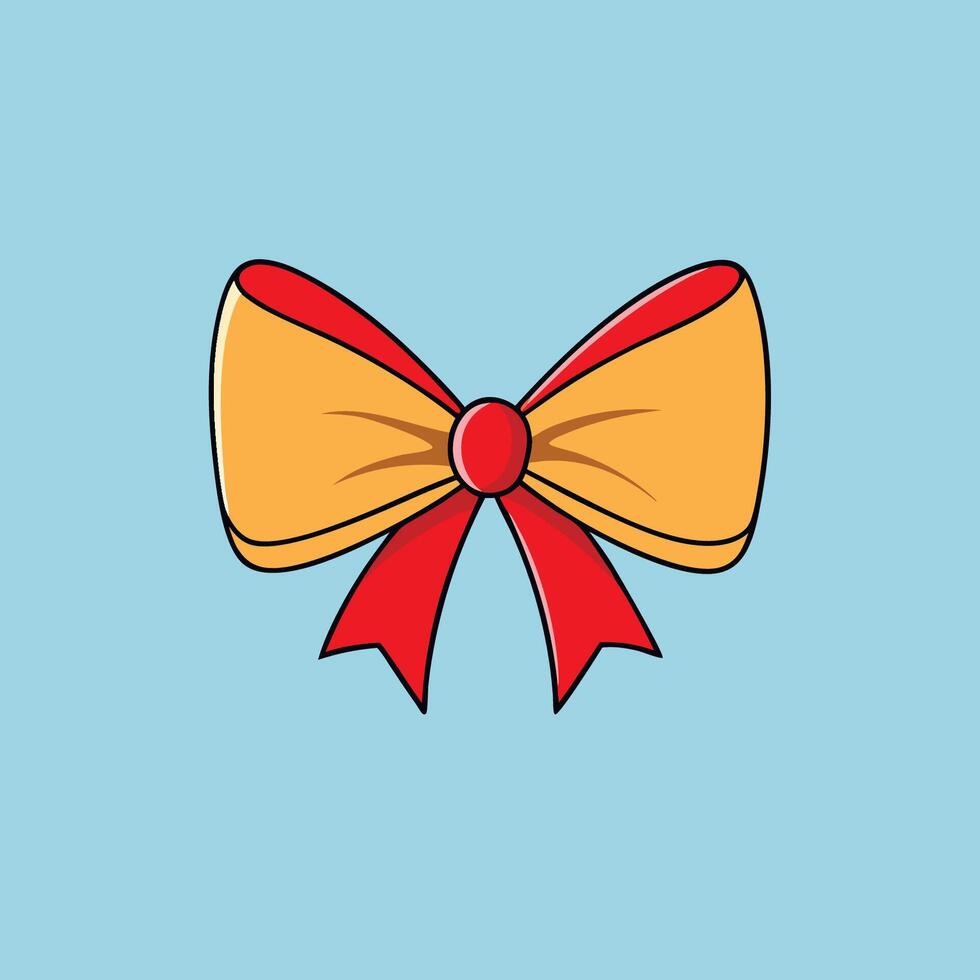 A cartoon bow with a red and orange ribbon vector