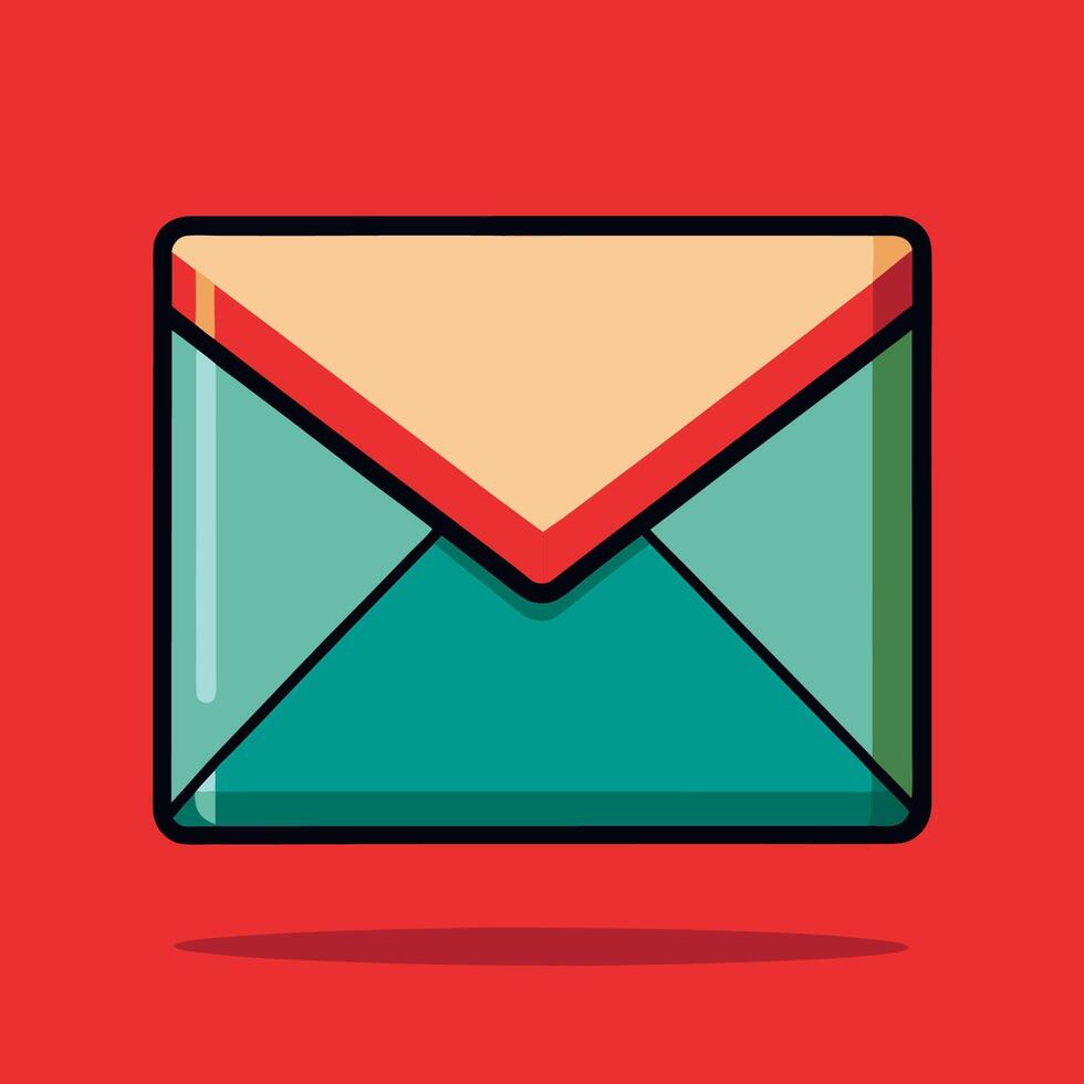 An email envelope icon on a red background vector