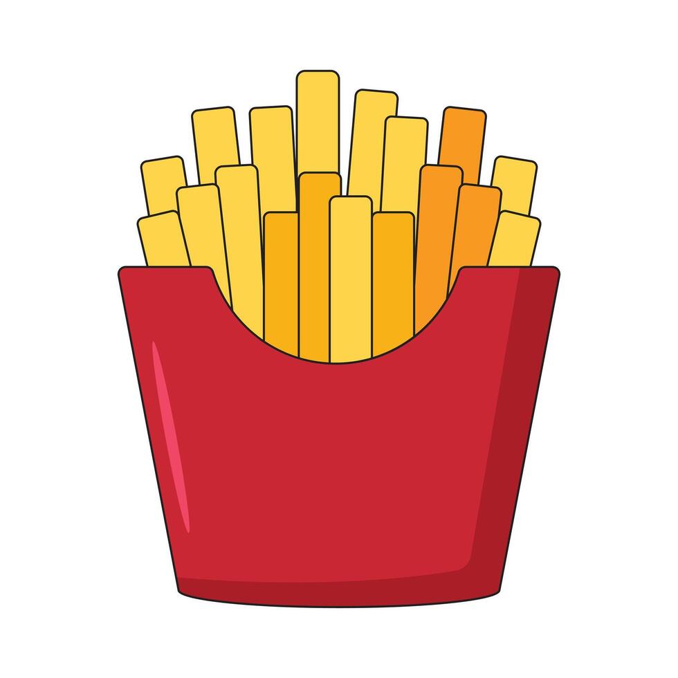 French Fries Potato Box Flat Style Illustration vector