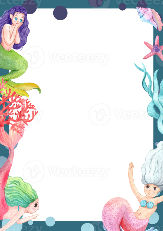 Exploring Ocean BiodiversityFrame Design, Watercolor Hand-Drawn Illustration png