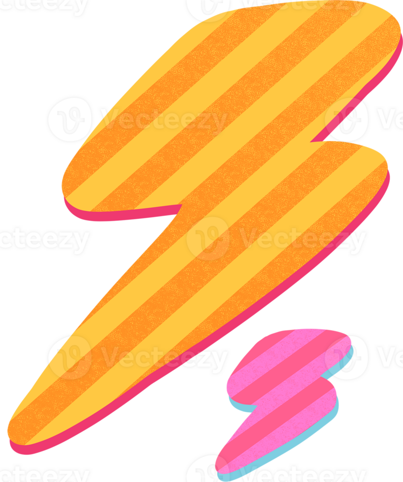 Flash Cloud Sign in pop art style, lightning bolt shape, hand drawn digital painting illustration png