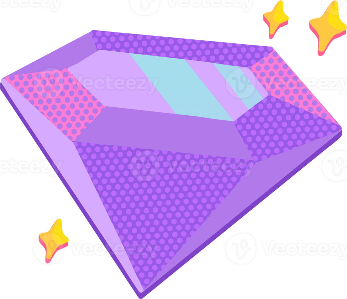 Purple Diamond shape, hand drawn digital painting illustration png