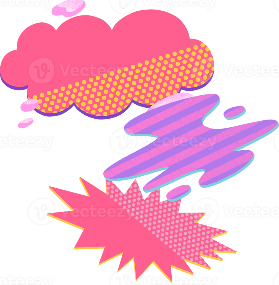 Group of Pink Purple Bubble Explosion Boom,digital paiting illustration png