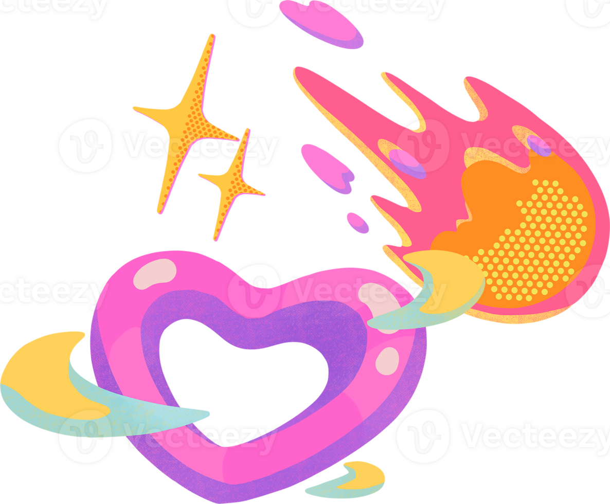 purple heart bubble flash with meteor,digital paiting illustration png