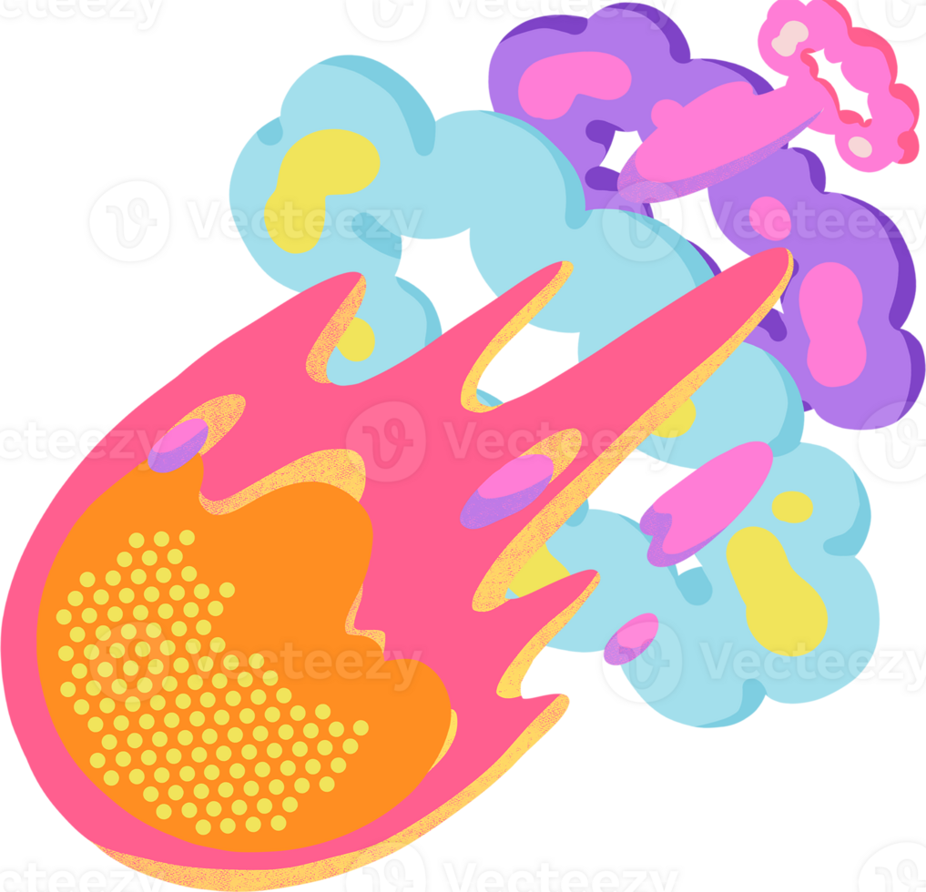 meteor explosion smoke cloud,digital paiting illustration png