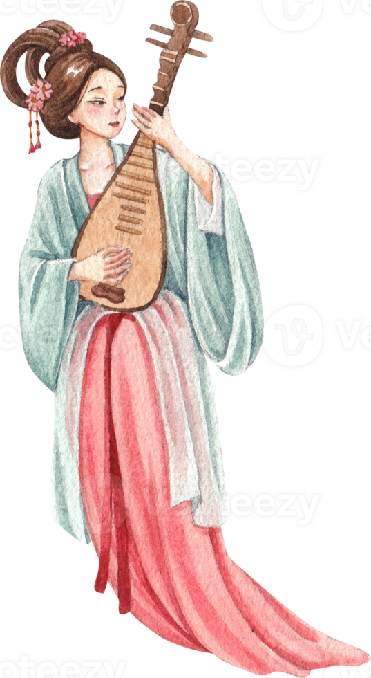 Chinese human watercolor handdrawn png