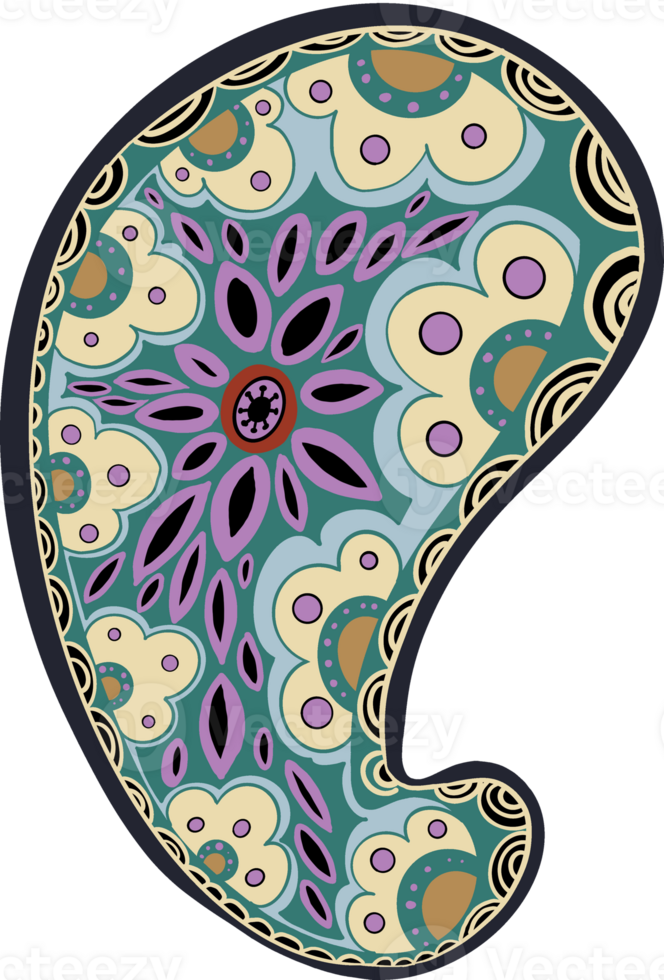 Paisley print line art hand drawn png