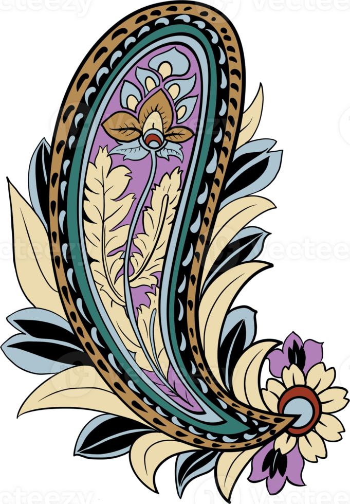 Paisley print line art hand drawn png