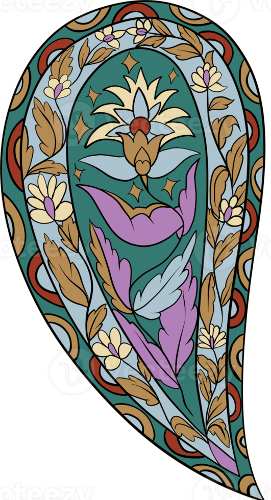 Paisley print line art hand drawn png