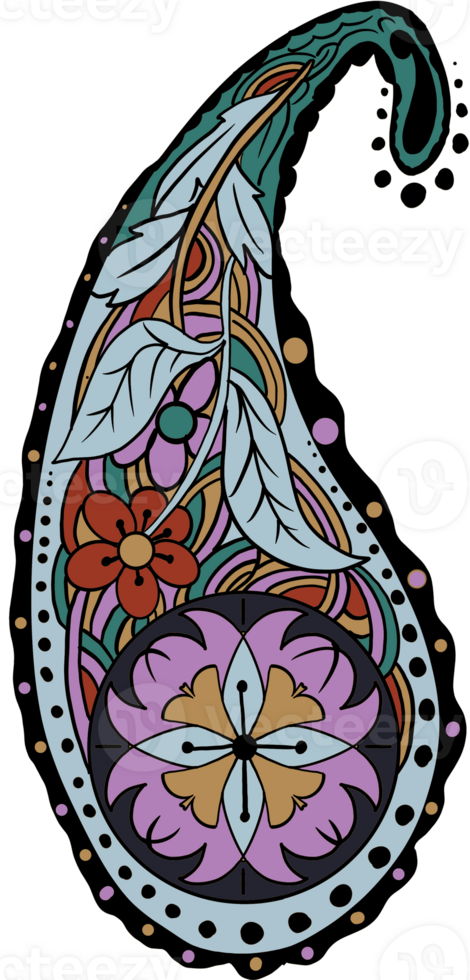 Paisley print line art hand drawn png