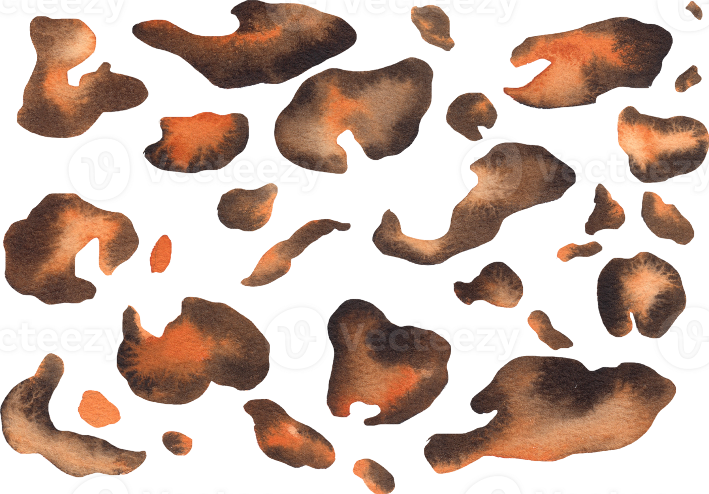 Abstract with leopard skin watercolor hand drawn png