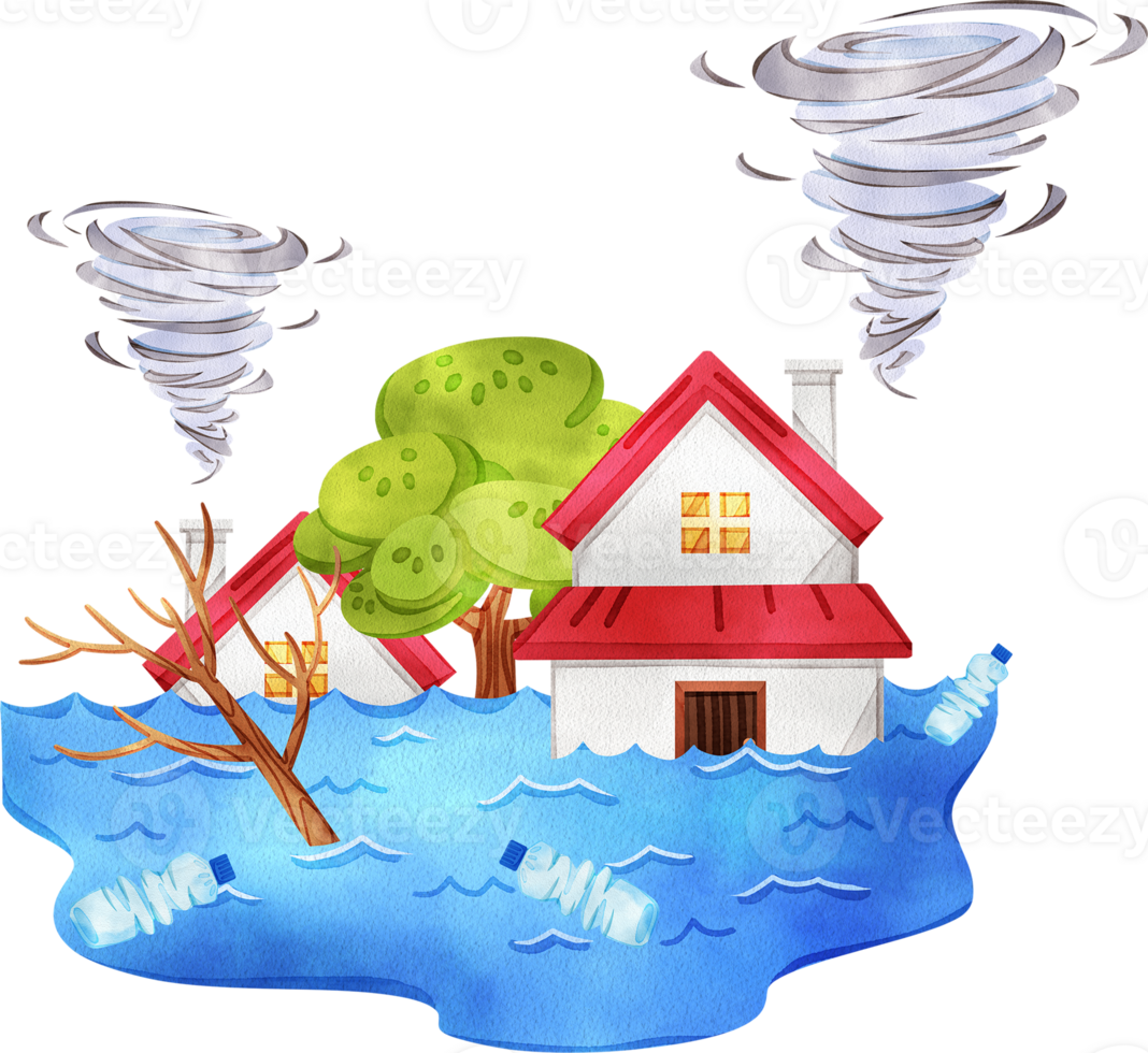 Global Climate Change watercolor hand drawn concept png