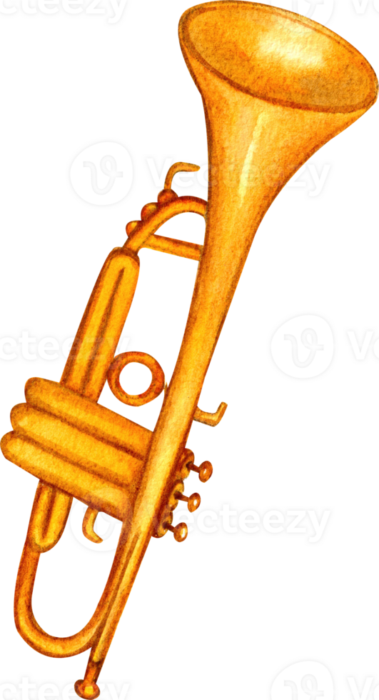 trompet musical instrument,handgetekend waterverf schilderij illustratie png