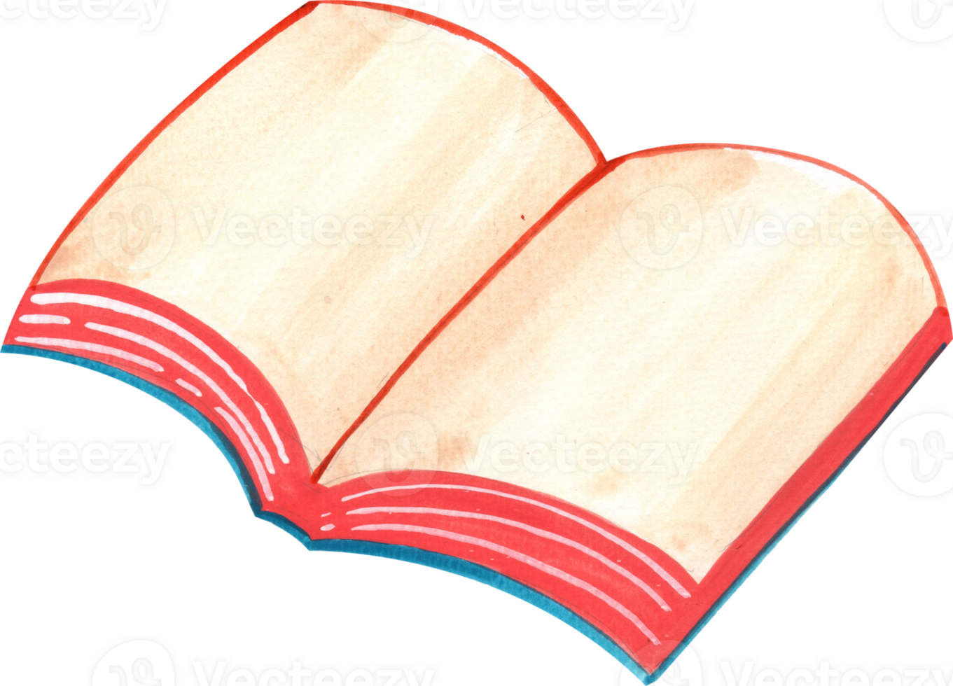 Open book, watercolor painting hand-drawn illustration png