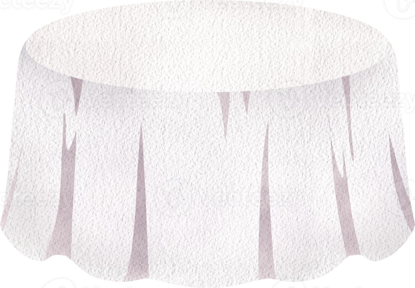 Round Table Covered with White Tablecloth, Hand Drawn Illustration Watercolor png