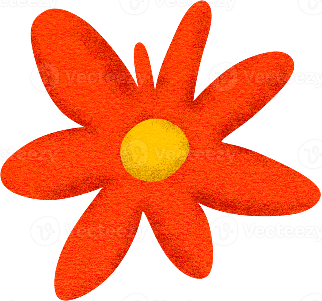 Orange flower with a yellow center, Digital painting bold colors, pop style. png