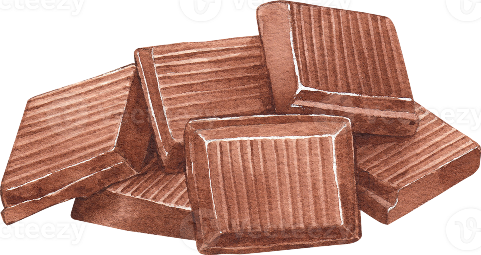 chocolate bars, hand-drawn watercolor illustration png