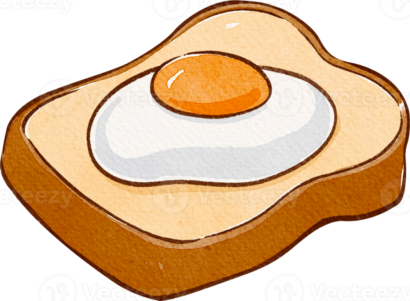 cute egg toast, hand-drawn watercolor illustration png