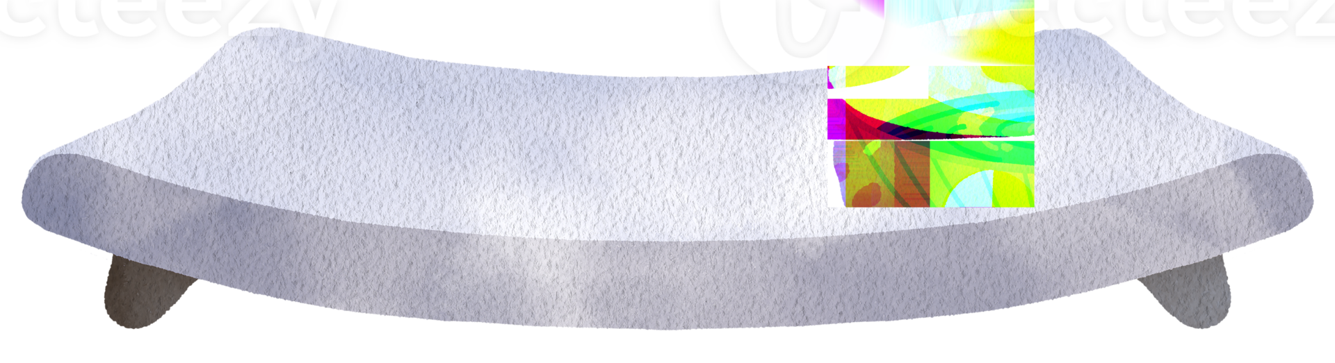 Curved sushi plate designed for serving sushi artfully, enhancing the presentation of various sushi types, hand-drawn watercolor painting illustration png