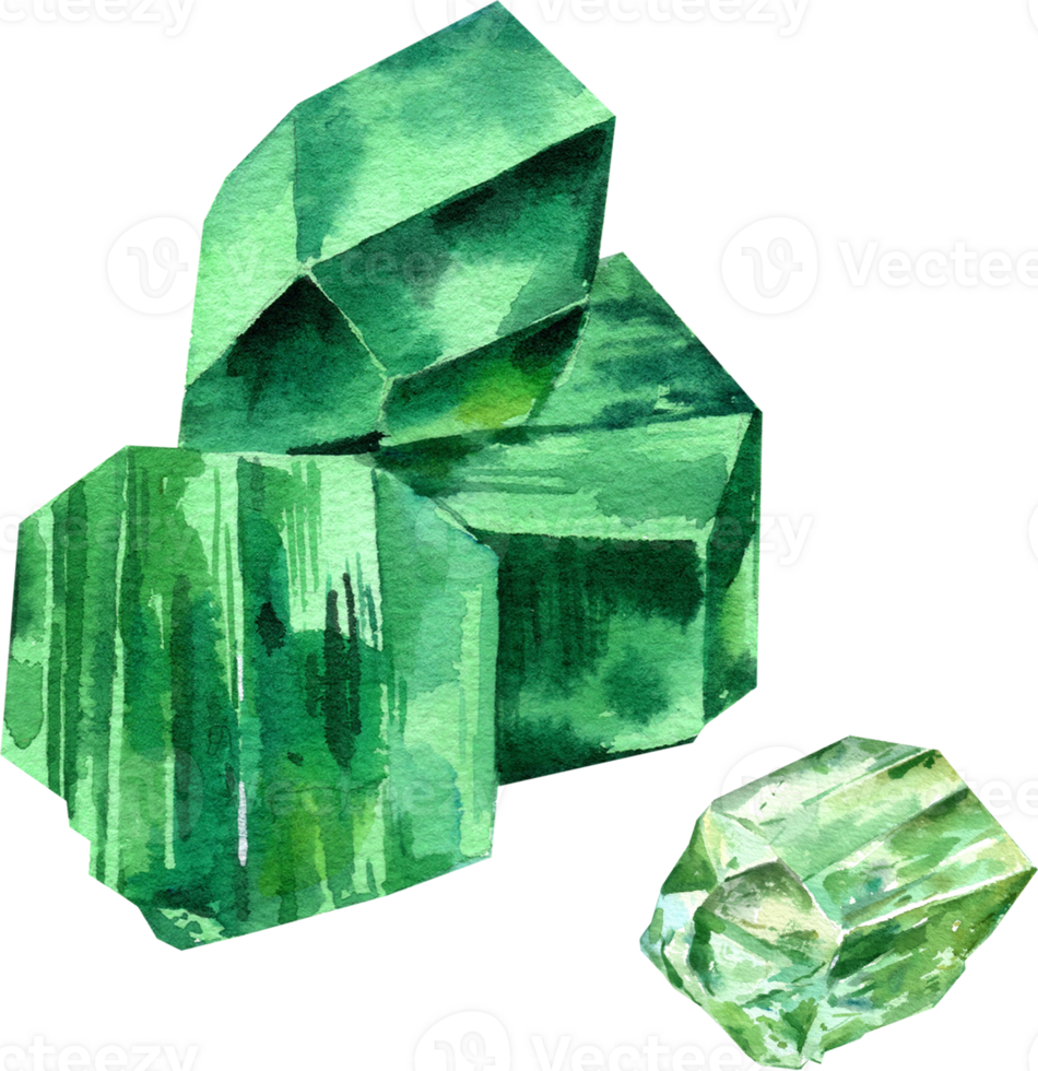 Aventurine Gemstones, watercolor painting hand-drawn illustration png