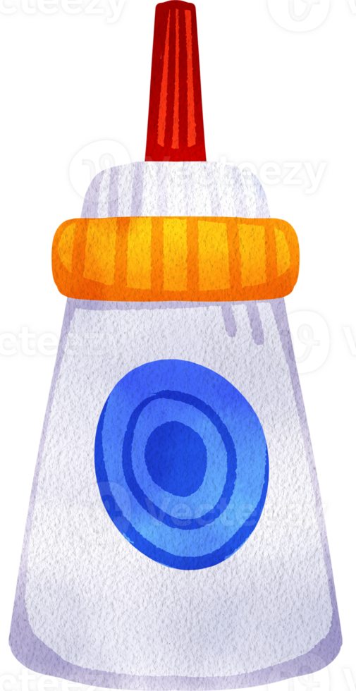 Bottle of liquid glue, hand-drawn watercolor digital painting illustration png