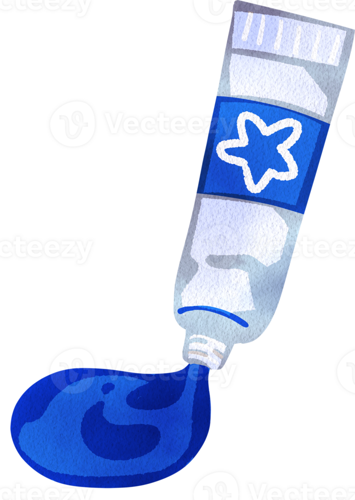 Blue Watercolor Squeezed from a Tube, hand-drawn watercolor digital painting illustration png