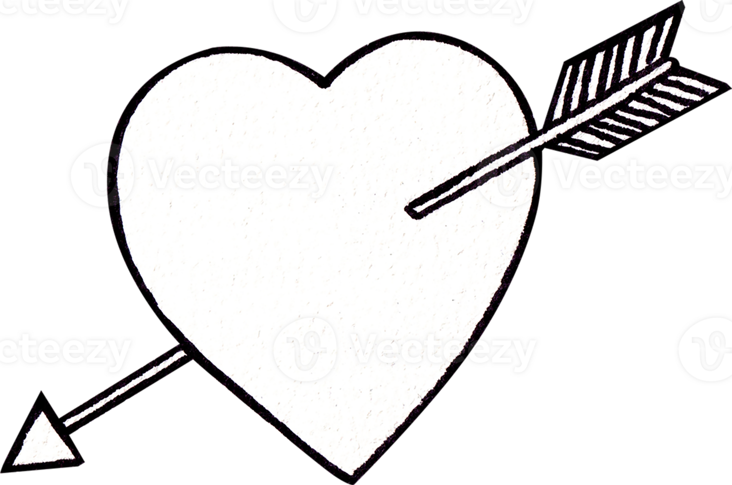 A heart pierced by an arrow, Line art, hand-drawn watercolor illustration png
