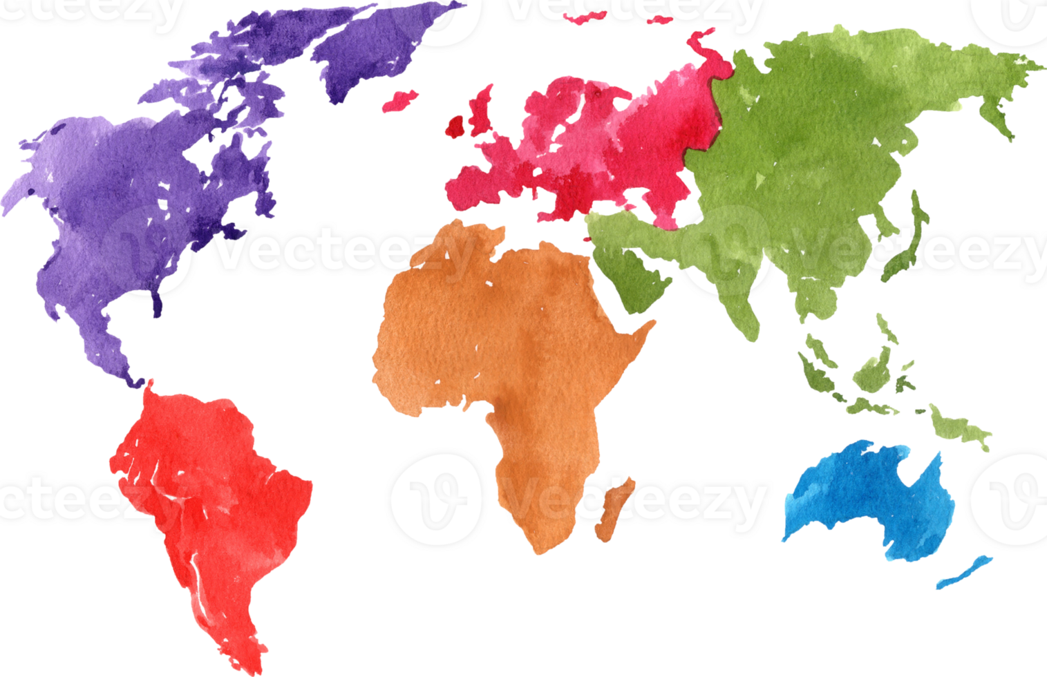 A continent is a large landmass on Earth, hand-drawn watercolor illustration png